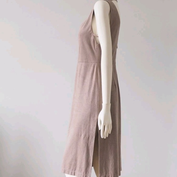 BCBGMAXAZRIA Mathilde Faux Suede Deep V Neck Dress - Picture 5 of 8